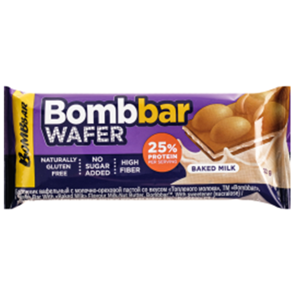 BOMBBAR _Батончик_ вафельный_ BOMBBAR Батончик вафельный с молочно-ореховой пастой