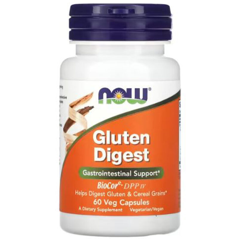 NOW Foods, Gluten Digest, добавка для переваривания глютена, 60 растительных капсул