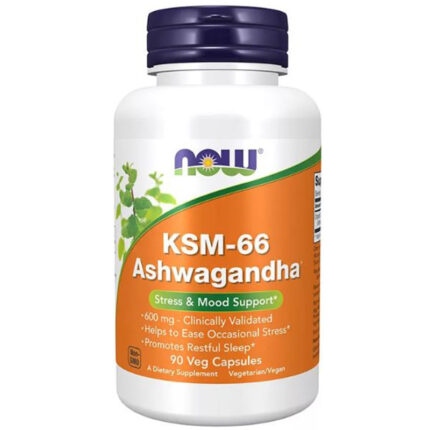 Now Foods KSM-66 Ashwagandha 600 mg, 90 вегетарианских капсул